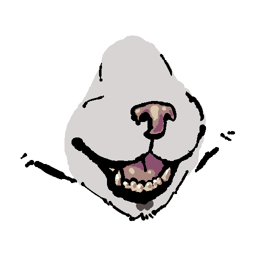 a cat's snout from the front. his mouth is open